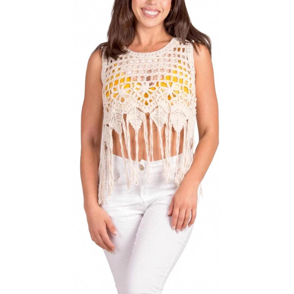 NEW GIGI MODA nikki crochet tank in beige